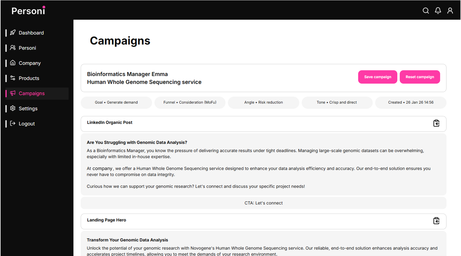 Home campaigns output